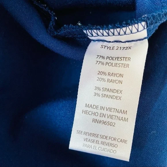 Healing Hands Blue Plus Size Scrub Top 3X - Picture 8 of 8